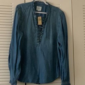 Women’s Lace-Up Chambray Shirt